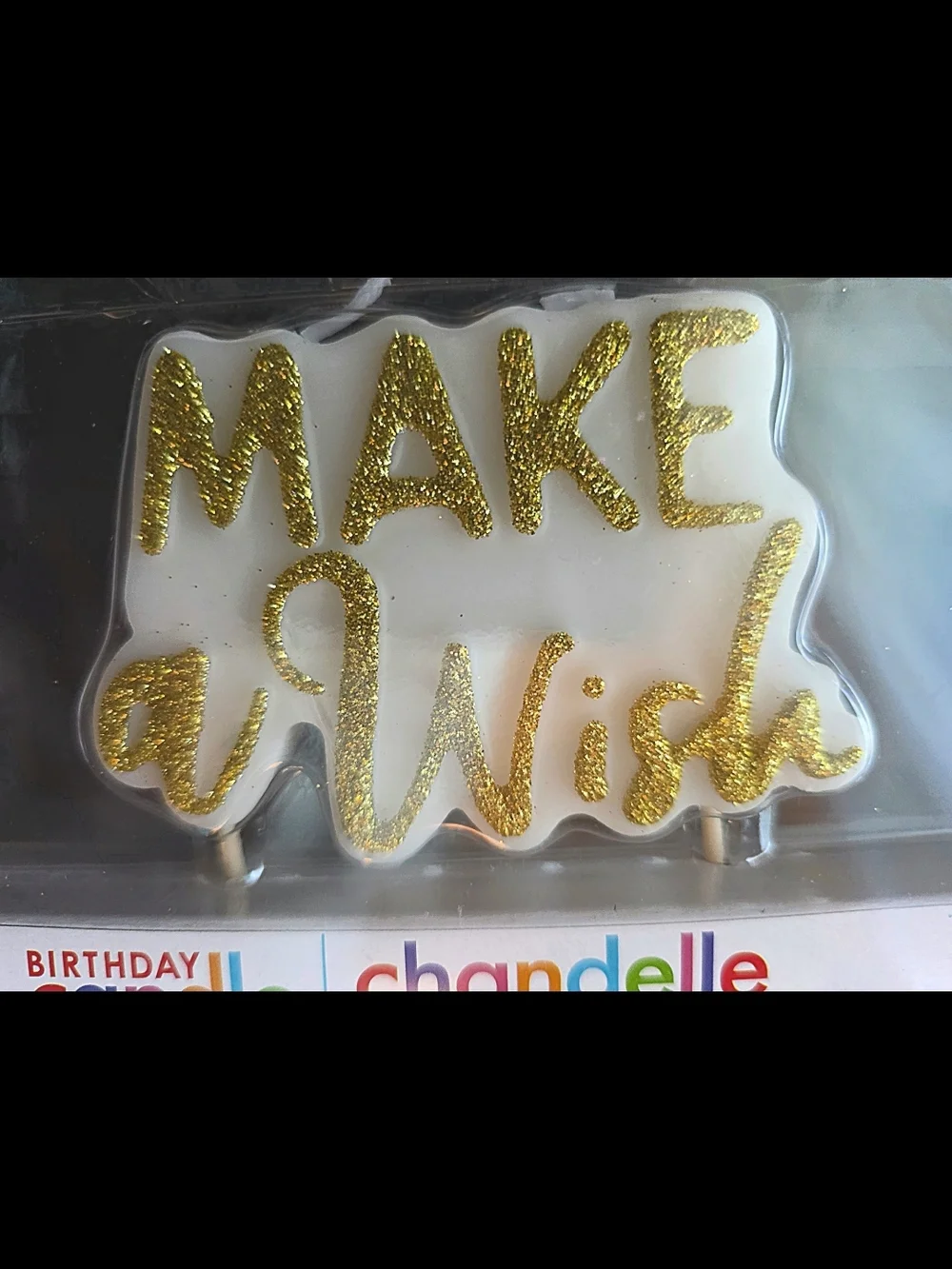 Andie Make a Wish Cake Candle - White & Gold Glitter